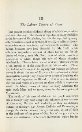 III The Labour Theory of Value