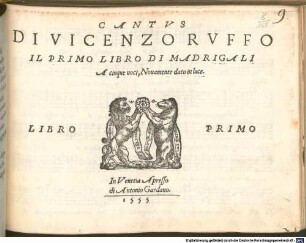 DI VICENZO RVFFO IL PRIMO LIBRO DI MADRIGALI A cinque uoci