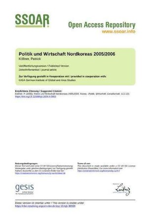 Politik und Wirtschaft Nordkoreas 2005/2006