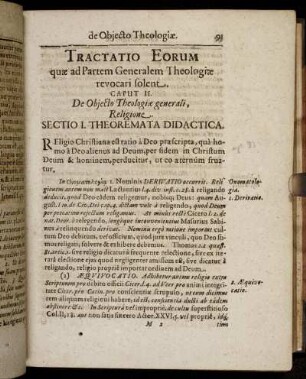 Caput II. De Objecto Theologiæ generali, Religione.