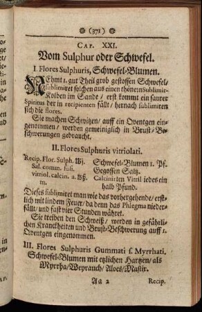 Cap. XXI. Vom Sulphur oder Schwefel.