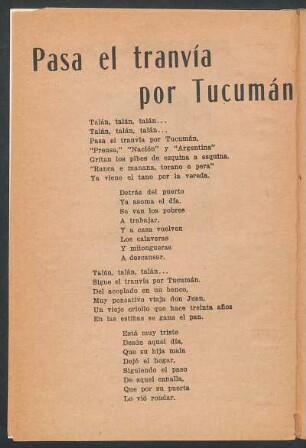 Pasa el tranvía por Tucumán