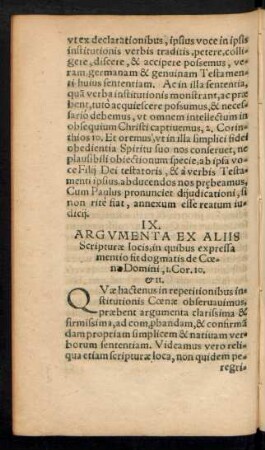 IX. Argumenta Ex Aliis Scripturae locis, in quibus expressa mentio fit dogmatis de Coena Domini, 1. Cor. 10. et 11.