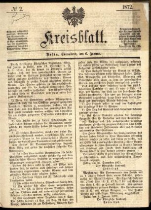 Ausgabe vom Samstag, den 06. Januar 1872.