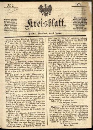 Ausgabe vom Samstag, den 06. Januar 1872.