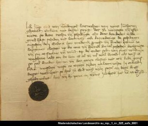 Der Landrichter Erd von Tordum bestätigt dem Kloster Langen ein Urteil = OUB I, Nr. 726, S. 631 Aufgedrücktes Siegel erhalten