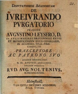 Disp. acad. de iureiurando purgatorio