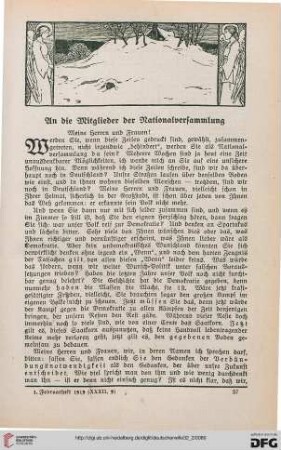 32: An die Mitglieder der Nationalversammlung