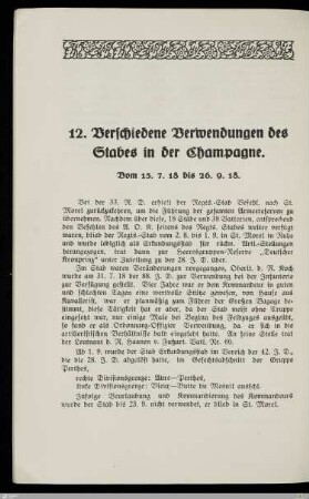 12. Verschiedene Verwendungen des Stabes in der Champagne