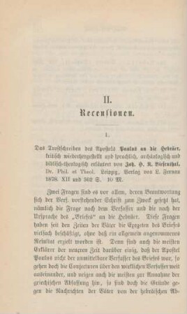 646-652 [Rezension] Biesenthal, Johann Heinrich Raphael, Das Trostschreiben des Apostels Paulus an die Hebräer