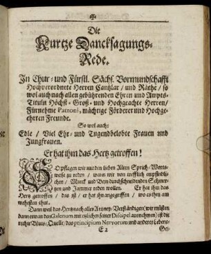 Die Kurtze Dancksagungs-Rede