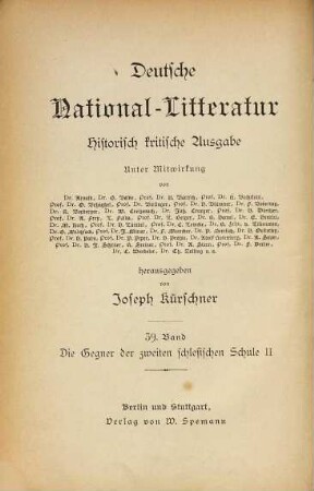 Die Gegner der zweiten schlesischen Schule, 2. Ch. Weise, B. H. Brockes, Fr. H. L. Freiherr von Canitz, B. Neukirch, Ch. Wernike