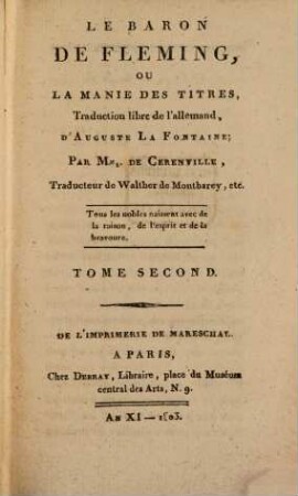 Le baron de Fleming, ou la manie des titres, 2