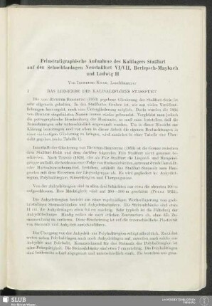 Feinstratigraphische Aufnahme des Kalilagers Staßfurt auf den Schachtanlagen Neustaßfurt VI/VII, Berlepsch-Maybach und Ludwig II
