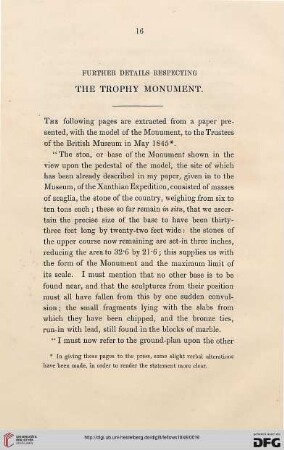 Further details respecting the trophy monument