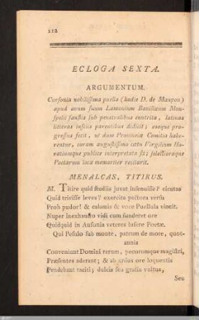 Eclogae Variae. Ecloga Sexta.