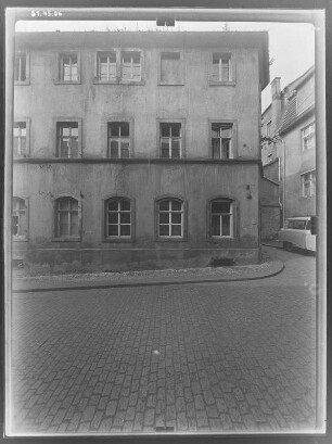 Meißen-Altstadt, Schlossergasse 3. Wohnhaus (2. H. 19. Jh.). Straßenfront (Teilansicht)