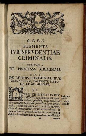 Elementa Iurisprudentiæ Criminalis. Sectio I. De Processu Criminali