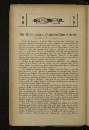 Die Häfen unserer ostafrikanischen Kolonie.