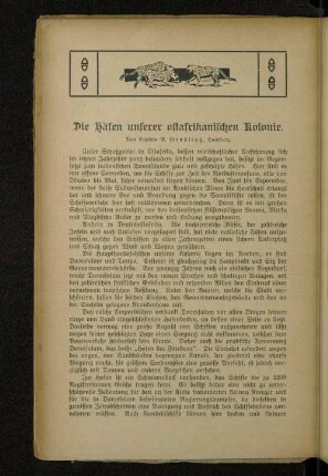 Die Häfen unserer ostafrikanischen Kolonie.