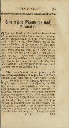 Am ersten Sonntage nach Trinitatis.