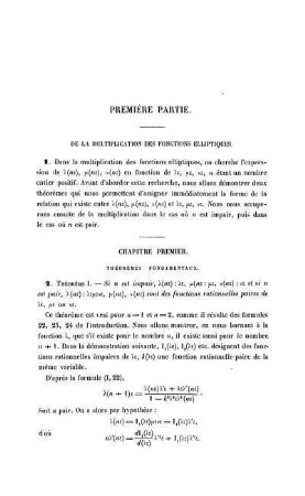 Première Partie. De La Multiplication Des Fonctions Elliptiques