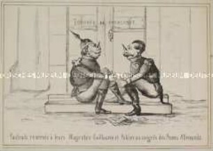 Fauteuils réservés à leurs Magestés Guillaume et Poléon au congrès des Princes Allemands - Karikatur auf Wilhelm I. und Napoleon III.