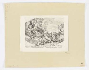 Herkules und die Sphinx mit Kerberos, aus: "Fresken der Camerino Farnese"