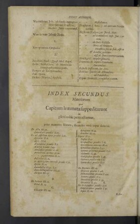 Index secundus. Materiarum quae capitum lemmata suppeditarunt