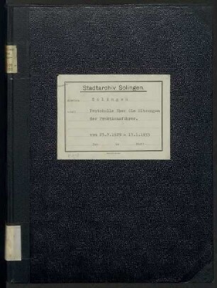 Solingen: Sitzungen des Ältestenrates der Fraktionsführer 1929-1933