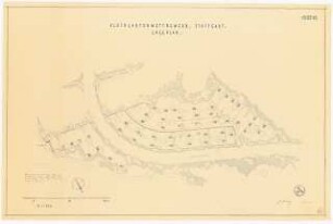 Kleingartenkolonie für den Wettbewerb der Reichsgartenschau, Stuttgart (Hollweg, Weltmann): Lageplan 1:500