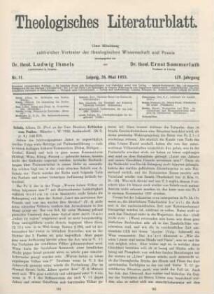 161-163 [Rezension] Schulz, Alfons, Kritisches zum Psalter