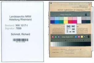 Entnazifizierung Richard Schmidt , geb. 10.12.1901 (Briefmarkenhaendler)
