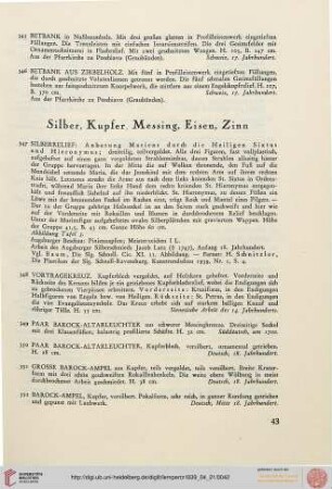 Silber, Kupfer, Messing, Eisen, Zinn (Nr. 347-382)