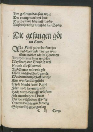 Die gefangen göttin Ceres.