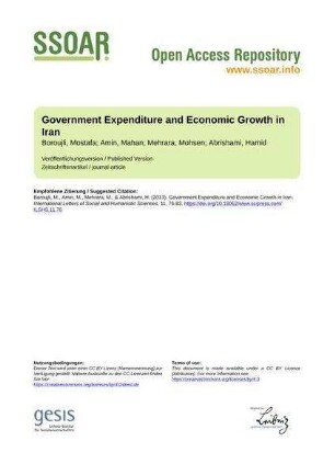 Government Expenditure and Economic Growth in Iran