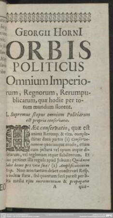 [Orbis Politici Pars Prima]