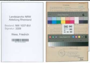 Entnazifizierung Friedrich Wess , geb. 02.07.1892 (Steuersekretaer)