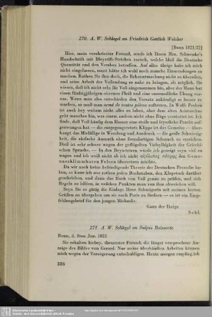 August Wilhelm von Schlegel an Sulpiz Boisserée, Bonn, 08.01.1822