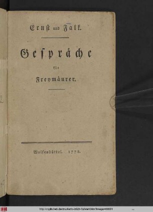 Ernst und Falk : Gespräche für Freymäurer