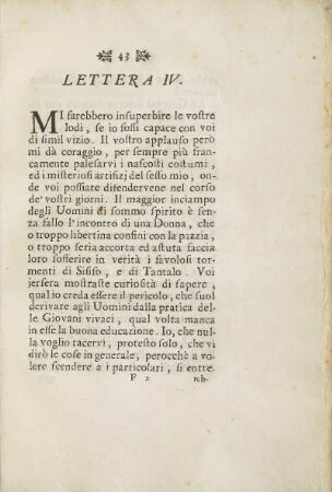 Lettera IV. + Argomento
