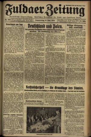 Erste Ausgabe vom Donnerstag, den 15. November 1934.