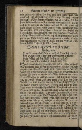 Morgen-Gebeth am Freytag.