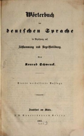 Wörterbuch der deutschen Sprache in Beziehung auf Abstammung und Begriffsbildung
