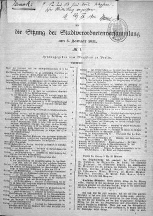 No. 1, 5. Januar 1911