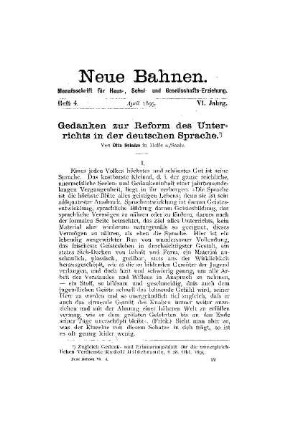 Gedanken zur Reform des Unterrichts in der deutschen Sprache