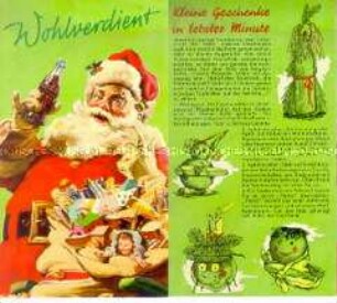 Werbeprospekt für Coca Cola mit Weihnachtsmotiv