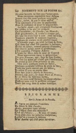 Epigramme Sur le Poeme de la Pucelle