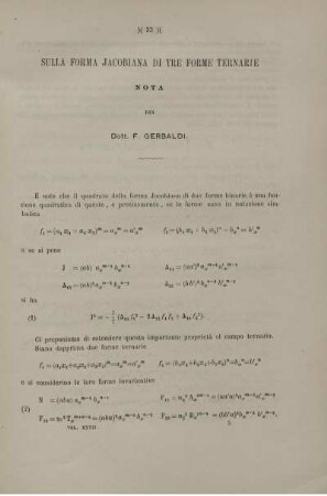 Sulla forma Jacobiana di tre forme ternarie.