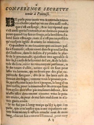 La Conference Secrette, Tenve A Pontoise Entre Le Roy, La Reyne, Le Cardinal Mazarin, Messieurs les Princes, & plusieurs autres Grands Seigneurs de la Cour